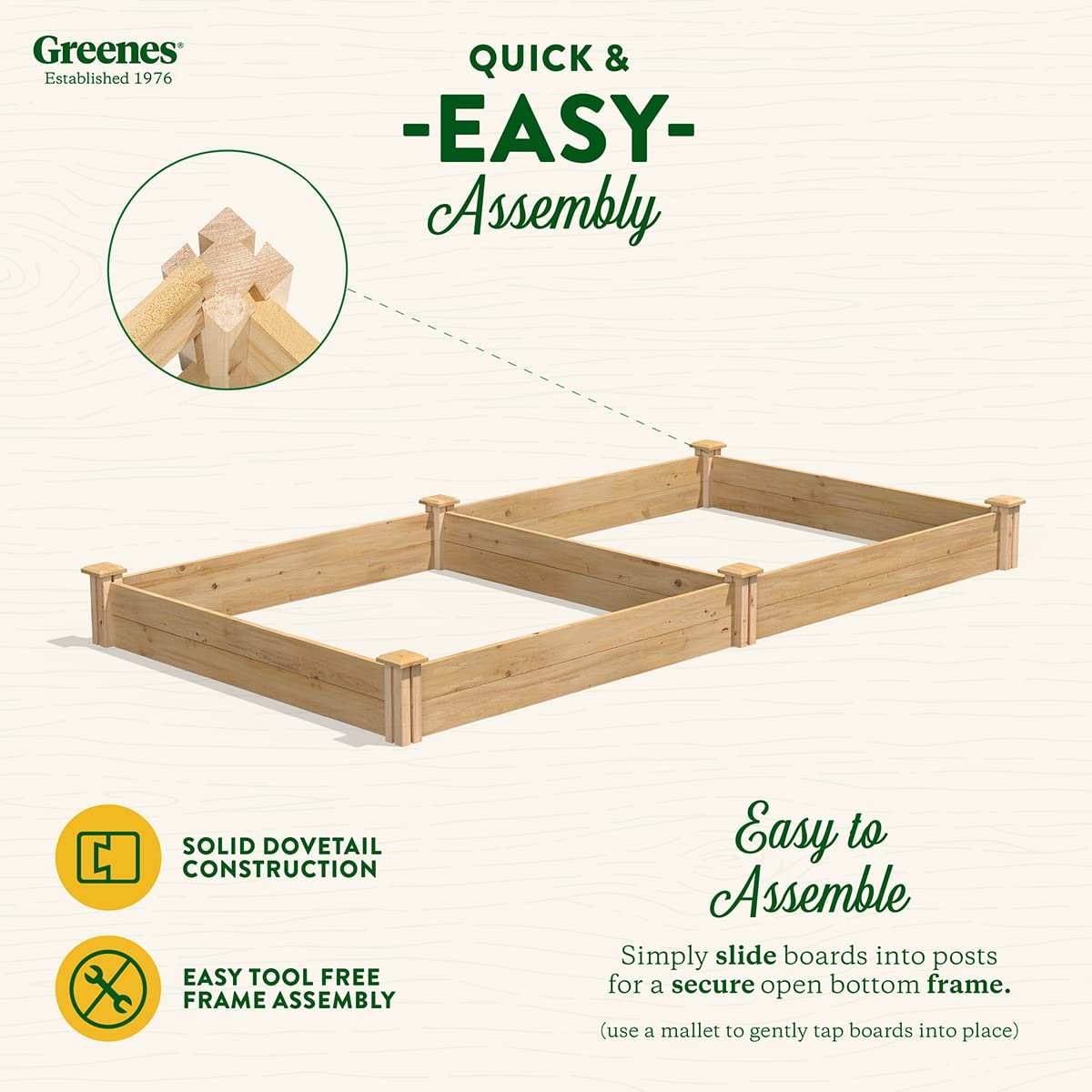 Greenes Fence Original Cedar Raised Garden Bed, 4' x 8' x 7" - Made in USA with North American Cedar Greenes Fence