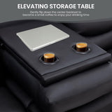 Consofa Reclining Sofa, 3 Seater Recliner Sofa with Flipped Middle Backrest,Cup Holder, Loveseat Recliner Sofa PU Leather Manual Reclining Couch for Living Room, Home Theater Seating Consofa