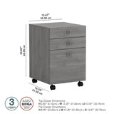 Bush Business Furniture Echo Mobile Cabinet with Satin Silver Hardware Under Desk Filing Drawer Storage for Home Office or Professional, 16W, Modern Gray Bush Business Furniture