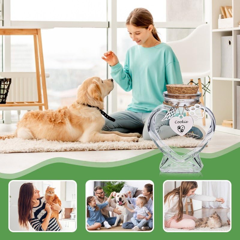 Personalized Memorial Bottle for Pet Hair Keepsake, Pet Memorial Fur Keepsake, Custom Silver Accessories with Name icon, Heart Shape Pet Memorial Urn Generic