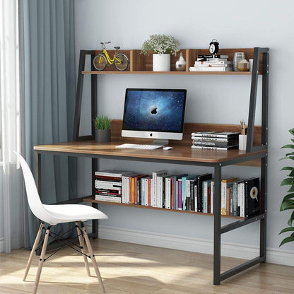 Tribesigns 47-Inch Computer Desk with Hutch and Bookshelf - Space-Saving Home Office Solution - WoodArtSupply