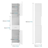 FOTOSOK 71" Elegant White Storage Cabinet with 6-Tier Display Shelf and Doors FOTOSOK