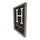 Framed Wooden Family Name Sign Personalized Wood Monogram Choose from Four Sizes (12" x 18", Weathered Grey Frame, Black Background) MRC Wood Products