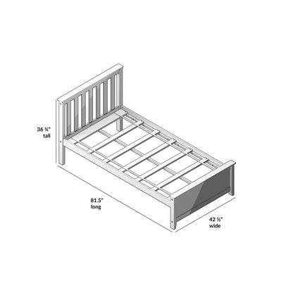 Max & Lily Twin Bed Frame with Slatted Headboard, Solid Wood Platform Bed for Kids, No Box Spring Needed, Easy Assembly, Grey - WoodArtSupply