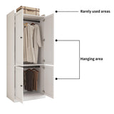TUSY Larger Armoire Wardrobe Closet with 2 Hanging Rods & 8 Doors, 81.9" Tall Wardrobe Closet Cabinet with 6 Drawers, Modern Clothes Storage Cabinet, 81.9”H x 19.7”D x 126”W, DCCD TUSY
