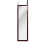 Mirrotek - Full Length Adjustable Over The Door Mirror White Wood Finish Hanging Instant Install Long Body for Bedroom, Dorm Room, 14" x 48" Mirrotek