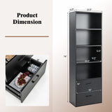 Giantex 74" Tall 4-Tier Bookcase with Drawers - Freestanding Black Narrow Bookcase with Anti-Tipping Kits, Wood Open Storage Display Cabinet, 4-Cube Bookshelf for Living Room, Bedroom, Office Giantex