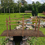 VINGLI 7.5 ft Garden Bridge, Arch Walkway Wooden Bridge with Safety Rails Stained Finished, Decorative Landscaping Footbridge for Koi Pond, Dry Creek Bed, Garden Pathway or Rustic Wedding Decor VINGLI