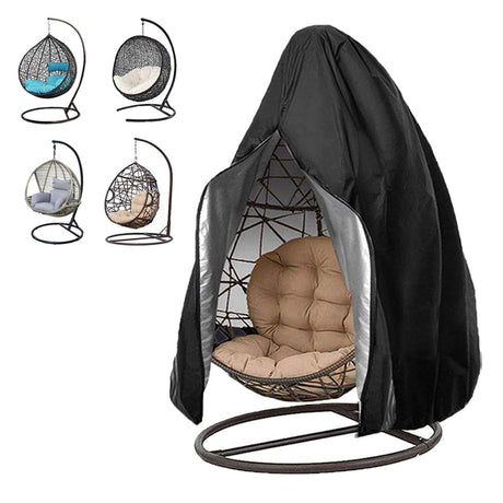 Oslimea Patio Hanging Egg Chair Cover Waterproof Swing Egg Chair Cover with Zipper Windproof Egg Chair Cover with Bottom Buckle, Outdoor Wicker Single Seat Egg Chair Covers, Black Oslimea