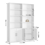 FACBOTALL Bookshelf and Bookcase with Doors, 6 Tier Double Wide Large Bookshelves, Open Display Shelves, 73'' Tall Bookshelf with Storage Cabinets for Home Office, Living Room, Library, White FACBOTALL