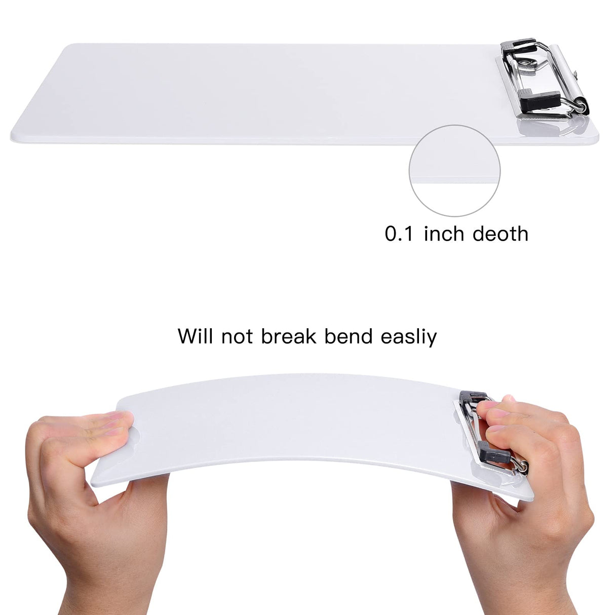 Hongri Plastic Clipboards Set of 6, White Small Clipboard Standard A5 Size Memo Clipboards for Students, Kid, Women, Office, Home, Low Profile Clip, Mini Clipboard Size 6" x 9", White Hongri