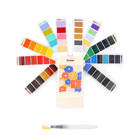Grabie Foldable Watercolor Set Of 56 With Water Brush Pen Grabie
