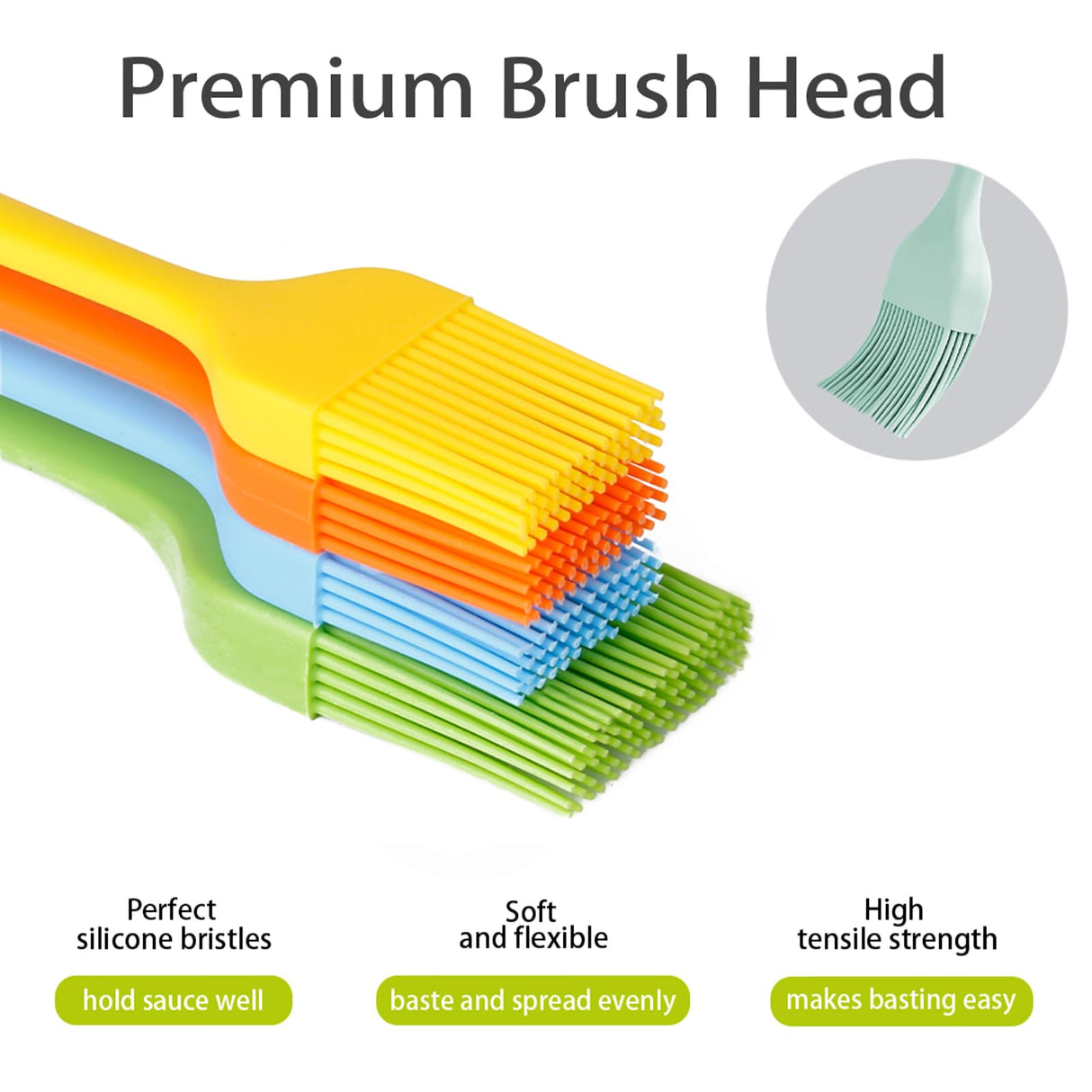 Silicone Basting Pastry Brush - Cooking Brush for Oil Sauce Butter Marinades, Food Brushes for BBQ Grill Kitchen Baking, Baster Brushes Baste Pastries Cakes Meat Desserts, Food Grade, Dishwasher Safe Consevisen