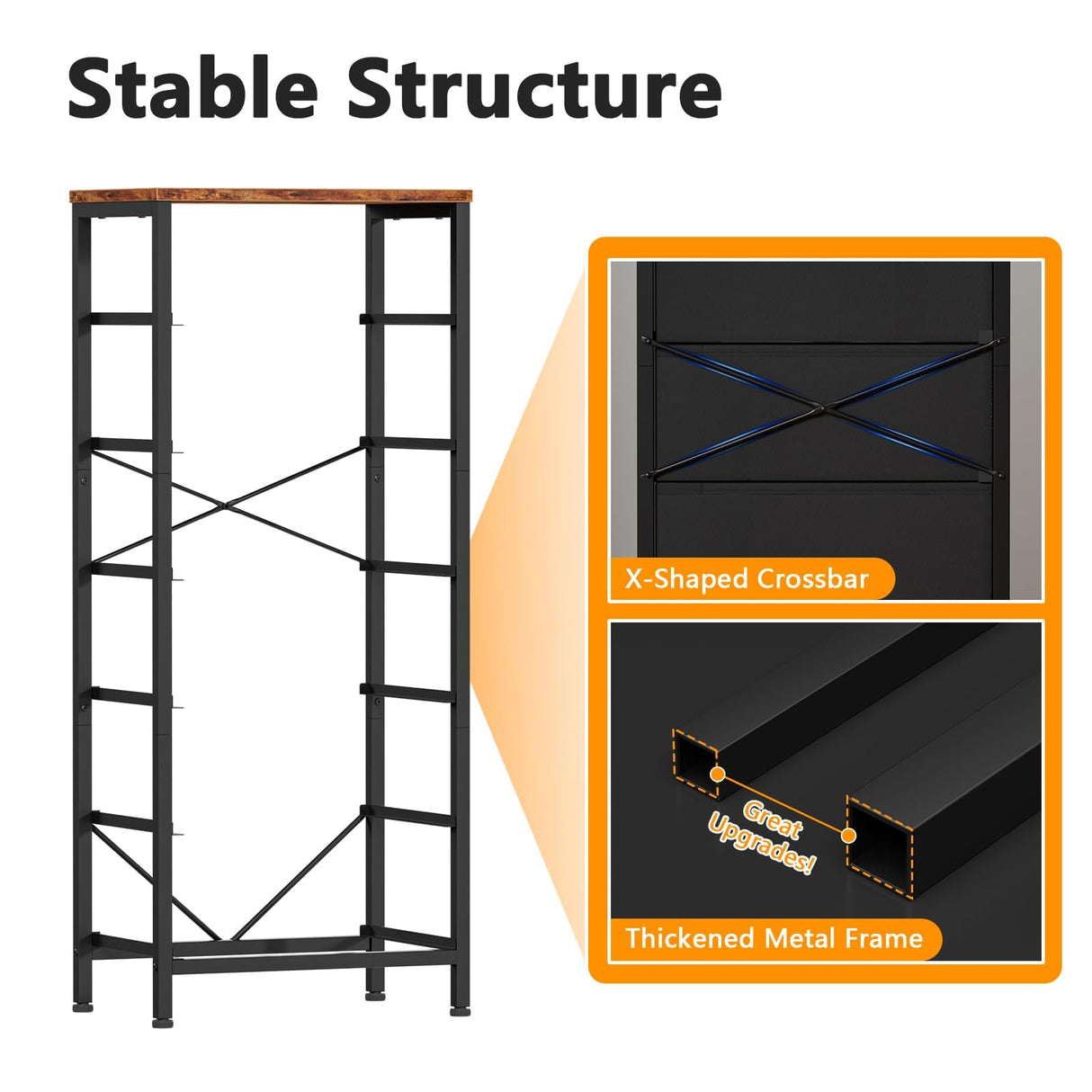 Furnulem Tall Dresser with 6 Drawers,Vertical End Table and Nightstand for Bedroom,Industrial Dorm Bedside Furniture with Fabric Storage Drawer Organizer in Living Room,Closet,Entryway(Rustic Brown) Furnulem