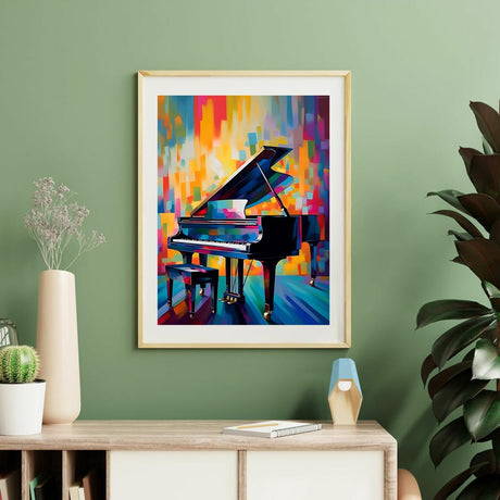 Abstract Grand Piano Diamond Painting Kit for Adults DIY Diamond Painting Art Kit Round Full Gems Craft Colorful Graffiti Music Art Diamond Painting for Home Wall Decor 12x16inch UPABLUNSO