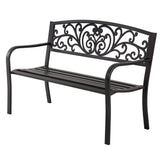 FDW 50in Garden Bench,Powder-Coat Steel Outdoor Benches,500LB Capacity Patio Bench Outdoor Benches for Porch,Garden, Park,Backyard FDW