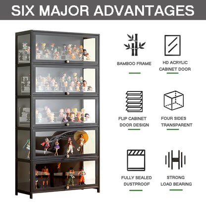 idhhco Display Cabinet with Acrylic Doors, 5-Tier Curio Display Case for Figures, Collectibles Toy Organizers Rack & Display Shelf, Kids Bookcasefor Home, Office, Playroom, Living Room