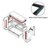 FUXJUM 55-75 Gallon Fish Tank Stand with Power Outlets & LED Light and Drawers,1000LBS Capacity,Aquarium Stand with 55.1" L*18.5" W Tabletop Suitable for Turtle Tank, Reptile Terrarium FUXJUM