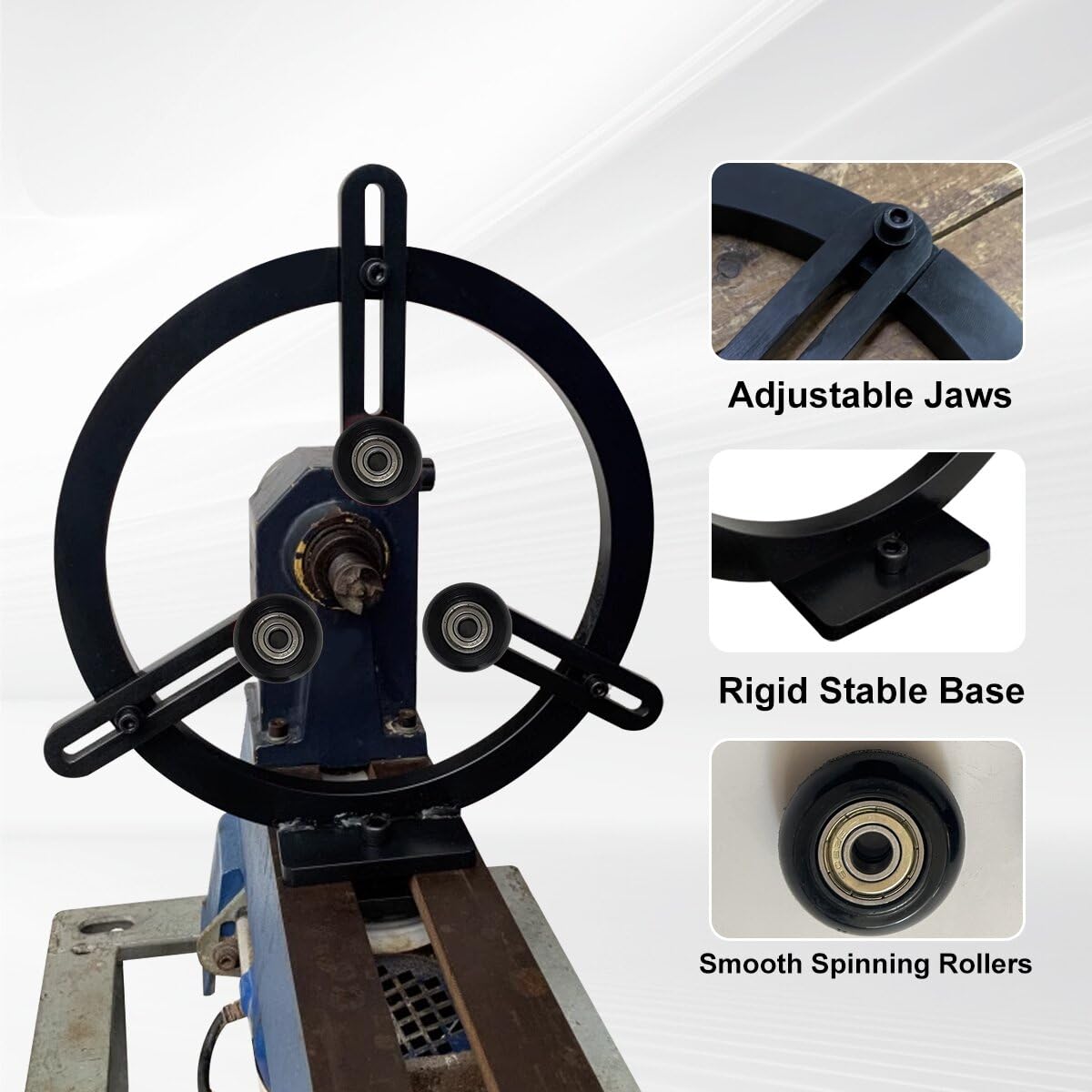 Woodturning Lathe Steady Rest,3-Point Round Steady Rest with 6 Pcs Position-adjustable Wheels for Up to 12in Swing Lathes RUNCHIFEI