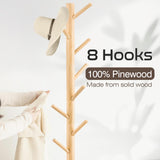 WANGMUXIA Coat Rack, Freestanding Coat Rack with 8 Hooks and 3 Adjustable Size Tree Coat Racks for Bedroom, Hallway, Entrance, Office, for Hats, Coats, Scarves, Handbags WANGMUXIA