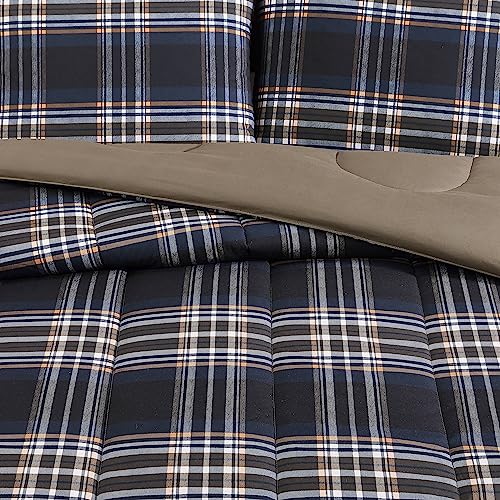 Wrangler- Twin Duvet Cover Set, Soft & Reversible Bedding, Yellowstone Inspired, 2 Piece Bed Set with Matching Pillowcase (City Flats Plaid Blue) Wrangler