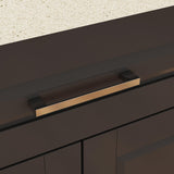 Homsee 61" W Large Kitchen Island with Charging Station, 2 Drawers & Adjustable Shelves, Modern Stationary Kitchen Prep Table Coffee Bar Cabinet for Dining Room, Black & Beige Homsee