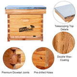 Beehive Starter Kit 8-Frame Bee Boxes and Frames Starter Kit Wax Coated Bee Hives and Supplies Starter Kit Including Beekeepig Tools Kit with Beekeeping Veil MayBee