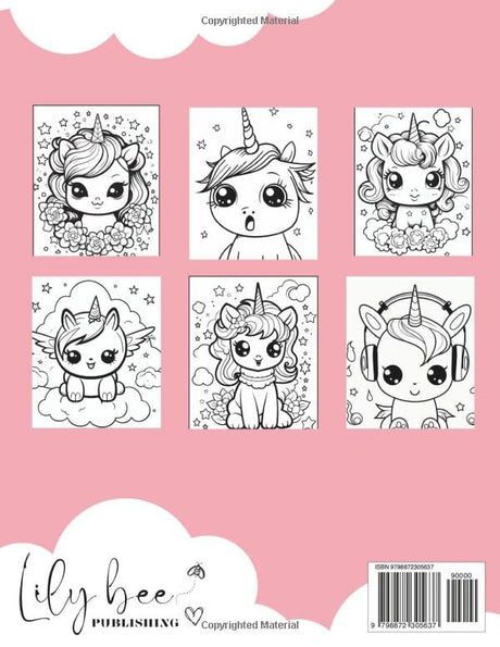 Cute Unicorn Coloring Book: For Kids aged 4-8 - Rainbows, Hearts, Bubbles & Positive Affirmations WoodArtSupply