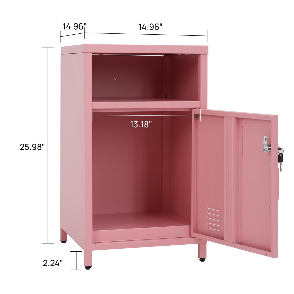 ALBAD Compact Metal Nightstand with Lockable Cabinet and Open Shelf, Modern Bedside Table, Versatile Side Table for Bedroom, Living Room, or Office ALBAD