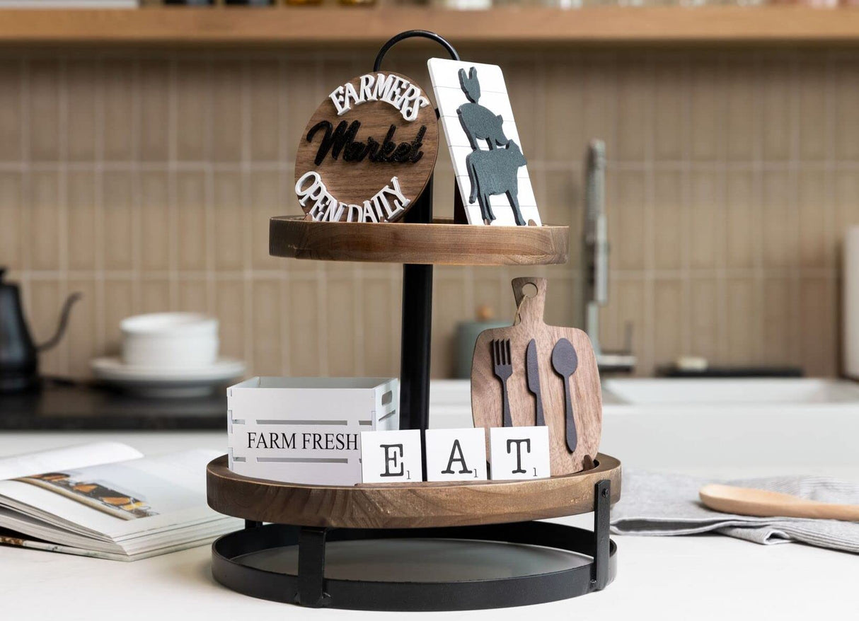 Farmhouse Tiered Tray Signs Home Decor Wooden (5pc Wooden Signs ONLY) DAISY FRILLS