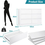 YORKING 6 Drawer Dresser for Bedroom,White Dresser,Wood Dresser,Dresser Set for Bedroom,Dressers and chests of Drawers Large Storage Cabinet,15.7" D x 47.2" W x 32.5" YORKING