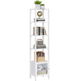 TUTOTAK 6 Tier Bookcase and Bookshelf, Narrow Book Shelf with Door for Small Space, for Living Room, Office, Study, Entryway, White BS03BW006 TUTOTAK