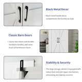 CARPETNAL 72" Tall Farmhouse Kitchen Pantry with Adjustable Shelves, Large Wood Storage Cabinet with Drawer & 2 Barn Doors, Freestanding Storage for Dining Room, Bathroom, Living Room, White, Set of 2 CARPETNAL