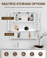 Frstem Bathroom Wall Cabinet, Wall Mounted Medicine Cabinet White Over The Toilet Storage Organizer Hanging Bathroom Cabinet for Bedroom Laundry Room Kitchen Bathroom,16.53" x 14.96" x 7.08" Frstem