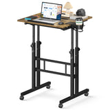 Enayplon Small Standing Desk with Wheels, Mobile Stand Up Desk, Portable Standing Table on Wheels for Walking Pad, Rolling Computer Desk Adjustable Height, Tall Table Enayplon