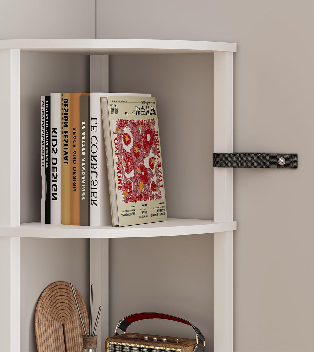 VIMBER Corner Shelf with LED Light, 6-Tier Corner Bookshelf, Industrial Corner Ladder Shelf, Modern Display Shelf for Living Room, Bedroom, Kitchen, Home Office, Sturdy Frame, White UJSJ002W VIMBER