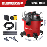 Vacmaster Red Edition VJH1211PF 1101 Heavy-Duty Wet Dry Vacuum Cleaner 12 Gallon 5.5 Peak HP 2-1/2 inch Hose Vacmaster