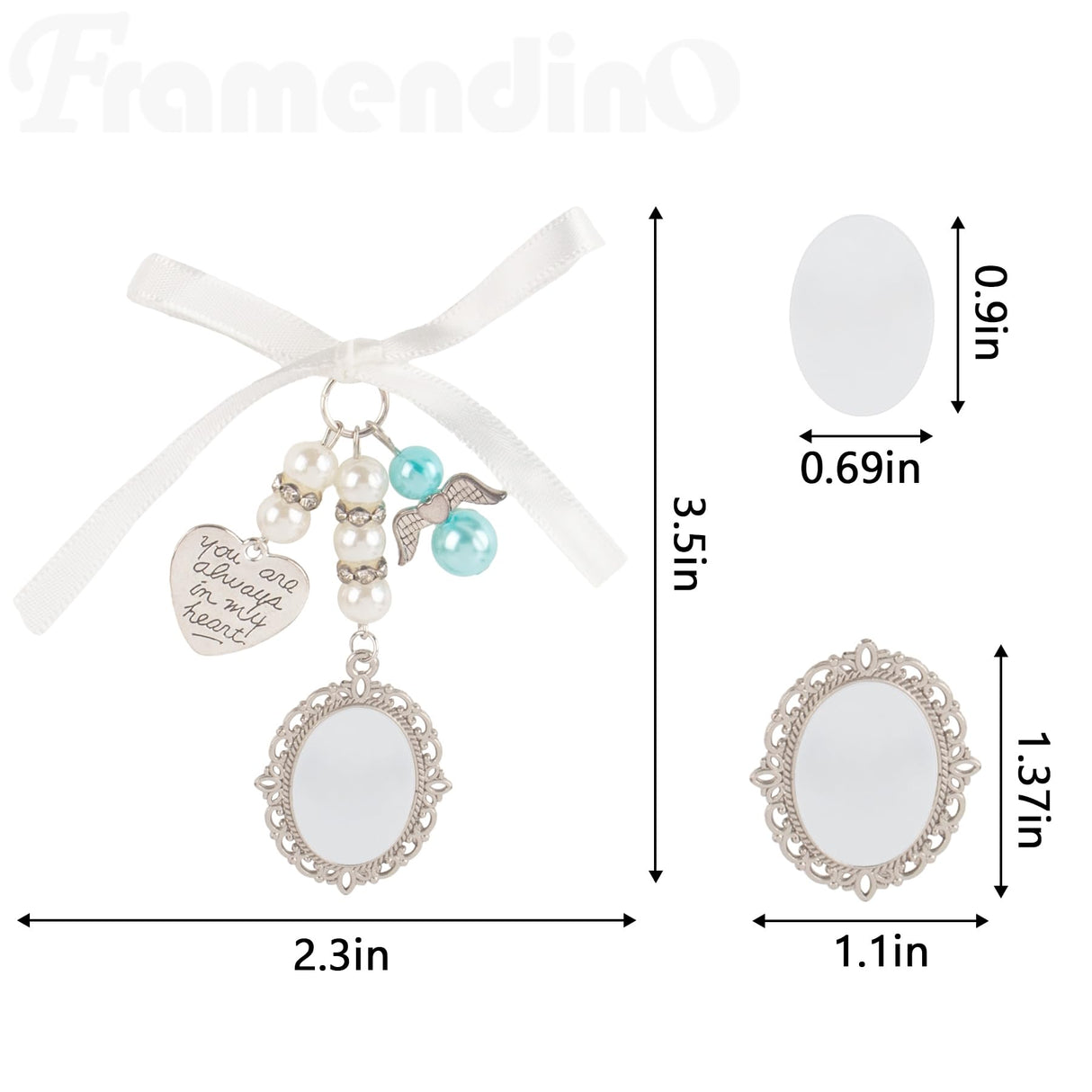 Framendino, 4 Pack Sublimation Blank Bouquet Photo Charms for Wedding Memory Bridal Bouquet Picture Charm Bouquet Memorial Charm DIY Jewelry Making 1 Sheet Round Framendino