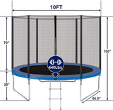 YAKEY Trampoline 10FT 12FT 15FT Recreational Trampolines with Safety Enclosure Net, ASTM Approved Combo Bounce Outdoor Waterproof Trampoline with Ladder for Kids and Family YAKEY