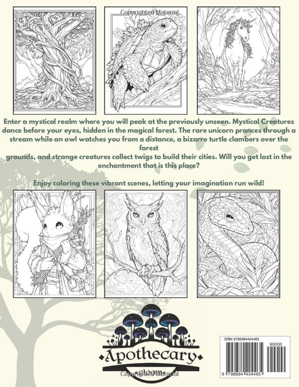 Mystical Forest Creatures Adult Coloring Book: Beautiful fantasy illustrations of mystical beings WoodArtSupply