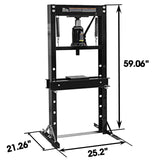 Torin ATY20011B Steel H-Frame Hydraulic Garage/Shop Floor Press with Stamping Plates, 20 Ton (40,000 lb) Capacity, Black Torin