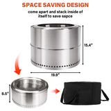 HGD 20 inch Smokeless Firepit Outdoor, Stainless Steel Fire Pit, Smokeless Fire Pit for Outside with Carry Bag for Camping Backyard Patio Garden Picnic HGD