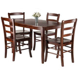 Winsome Inglewood 5-PC Set Table w/ 4 Ladderback Chairs Dining, Walnut Winsome