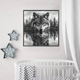TOPMCYSG Forest Wolf Diamond Art Kits for Adults,Landscape 5D Diamond Painting Kits for Beginners,DIY Round Full Drill Diamond Dots Paintings Picture Gem Art Craft for Home Wall Decor 13.78x13.78 in TOPMCYSG