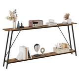 YATINEY 78.7" Console Table, Extra Long Entryway Table, Narrow Sofa Tables Behind Couch, Industrial Skinny Hallway Table for Entryway, Display Table, Rustic Brown and Black CT20BR YATINEY