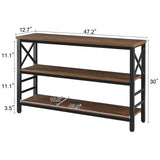 HOMBAZAAR Entryway Console Table,Industrial Console Table with Storage for Entryway,Rustic Sofa Table with 3 Tier Wide Shelf and Metal Frame, Hallway Table for Entryway,Living Room,Brown,47'' HOMBAZAAR