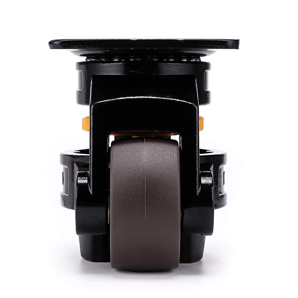 Skelang Leveling Machine Caster Model-80, Large Top Plate Leveling Wheel with Retractable NBR Pad for Heavy Workbench, Electric Equipment, Vending Machine, Total Loading Capacity 3300 Lbs, Pack of 4 Skelang