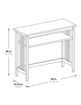 OSP Home Furnishings Sierra 36-Inch Sofa Table with Lower Storage Shelf and Mission Style Side Panels, Ash Brown OSP Home Furnishings