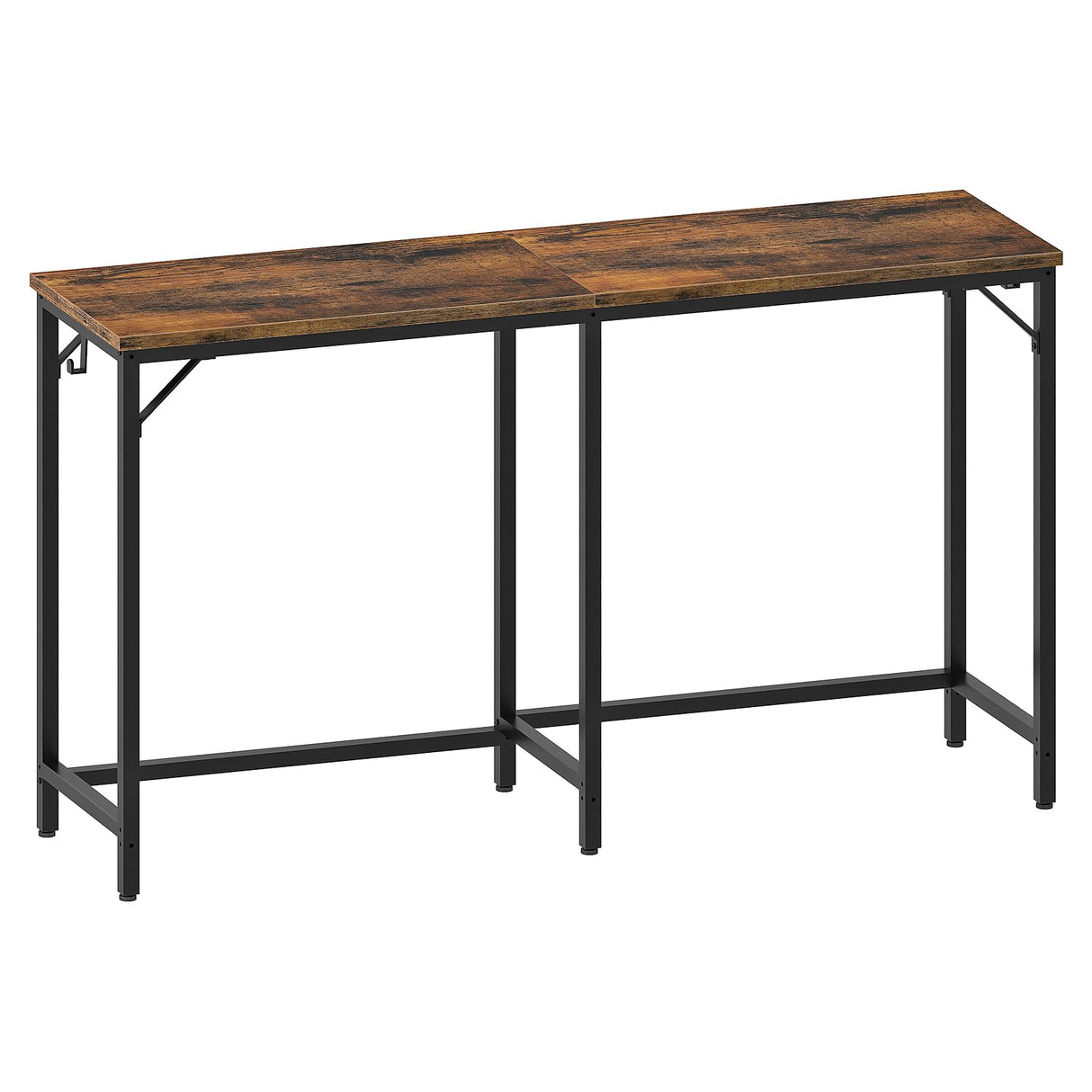 HOOBRO 63" Long Narrow Bar Table, Rectangular or L-Shaped Assembly Counter Height Bar Table, Vintage Industrial Style, for Living Room, Kitchen, Dining Room, Rustic Brown and Black BF69BT01 HOOBRO