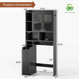 Itaar Over The Toilet Storage Cabinet, Over Toilet Bathroom Organizer with Glass Doors & Toilet Paper Holder Stand, Home Space-Saving Toilet Rack, for Bathroom, Restroom, Laundry(Black) Itaar